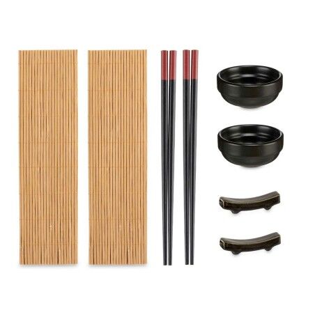 Set per Sushi Kinvara SJ4702 Nero Naturale Bambù servizio di piatti (8 Pezzi) (6 Unità)