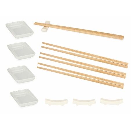 Set per Sushi Kinvara 1249SJ4111 Bianco Bambù Porcellana (12 Pezzi) (6 Unità)