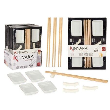 Set per Sushi Kinvara 1249SJ4111 Bianco Bambù Porcellana (12 Pezzi) (6 Unità)