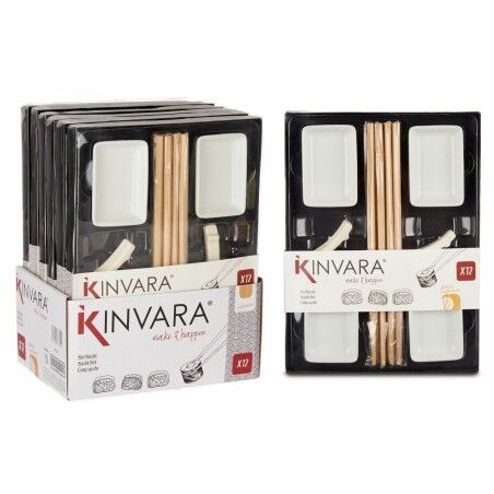 Set per Sushi Kinvara 1249SJ4111 Bianco Bambù Porcellana (12 Pezzi) (6 Unità)