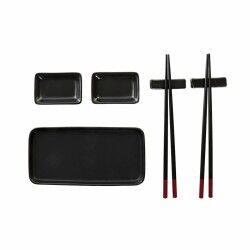 Set per Sushi DKD Home Decor Nero Bambù Gres (31,3 x 19,3 x 2,7 cm)