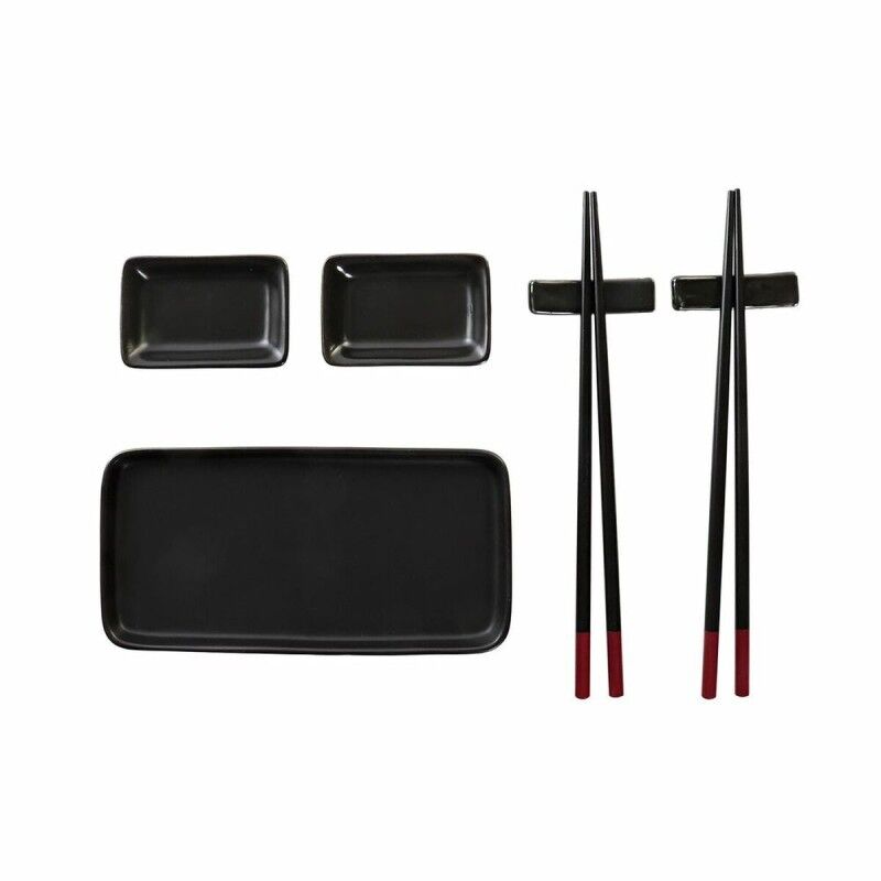 Set per Sushi DKD Home Decor Nero Bambù Gres (31,3 x 19,3 x 2,7 cm)