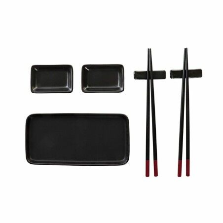 Set per Sushi DKD Home Decor Nero Bambù Gres (31,3 x 19,3 x 2,7 cm)