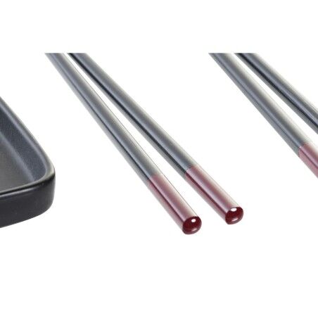 Set per Sushi DKD Home Decor Nero Bambù Gres (31,3 x 19,3 x 2,7 cm)