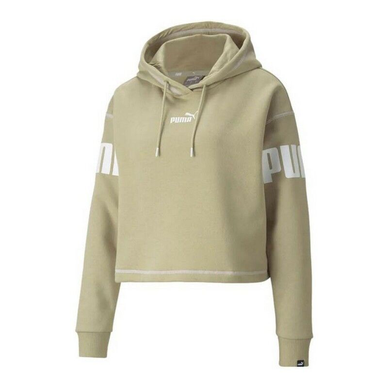 Felpa con Cappuccio Donna Puma Power Hoodie Fl Beige Felpa con Cappuccio Donna Puma Power Hoodie Fl Beige