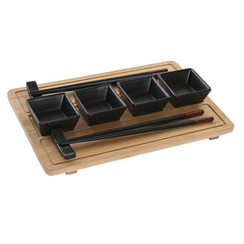 Set per Sushi DKD Home Decor Naturale Nero Bambù Gres Orientale Set per Sushi DKD Home Decor Naturale Nero Bambù Gres Orientale