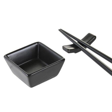 Set per Sushi DKD Home Decor Naturale Nero Bambù Gres Orientale