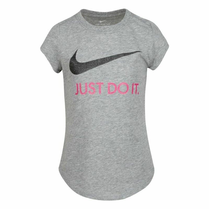 Maglia a Maniche Corte per Bambini Nike Swoosh JDI Grigio Maglia a Maniche Corte per Bambini Nike Swoosh JDI Grigio