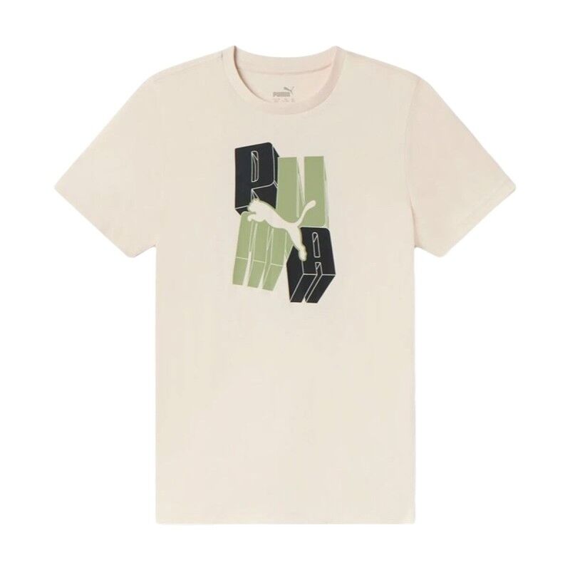 Maglia a Maniche Corte per Bambini Puma Essentials+ Graphic Beige Maglia a Maniche Corte per Bambini Puma Essentials+ Graphic Beige