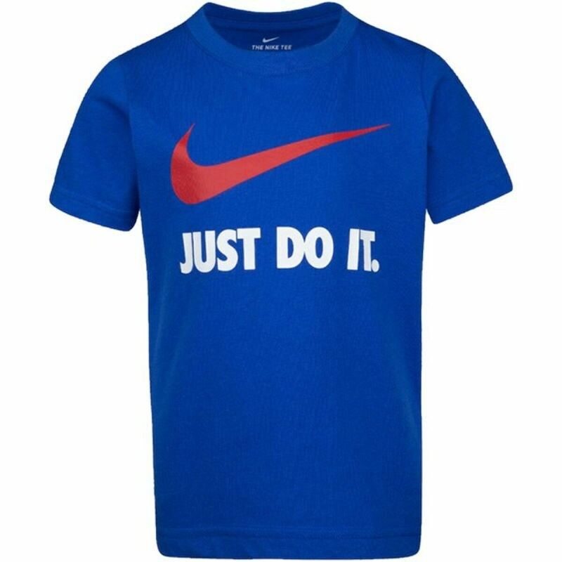 Maglia a Maniche Corte per Bambini Nike Swoosh Azzurro Maglia a Maniche Corte per Bambini Nike Swoosh Azzurro
