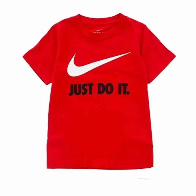 Maglia a Maniche Corte per Bambini Nike Swoosh Rosso Maglia a Maniche Corte per Bambini Nike Swoosh Rosso