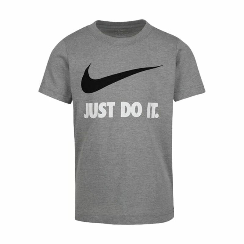 Maglia a Maniche Corte per Bambini Nike NKB Swoosh Grigio scuro Maglia a Maniche Corte per Bambini Nike NKB Swoosh Grigio scuro