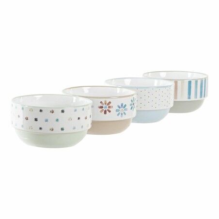 Set di Ciotole DKD Home Decor Gres 460 ml 12 x 12 x 6,5 cm (4 Unità)