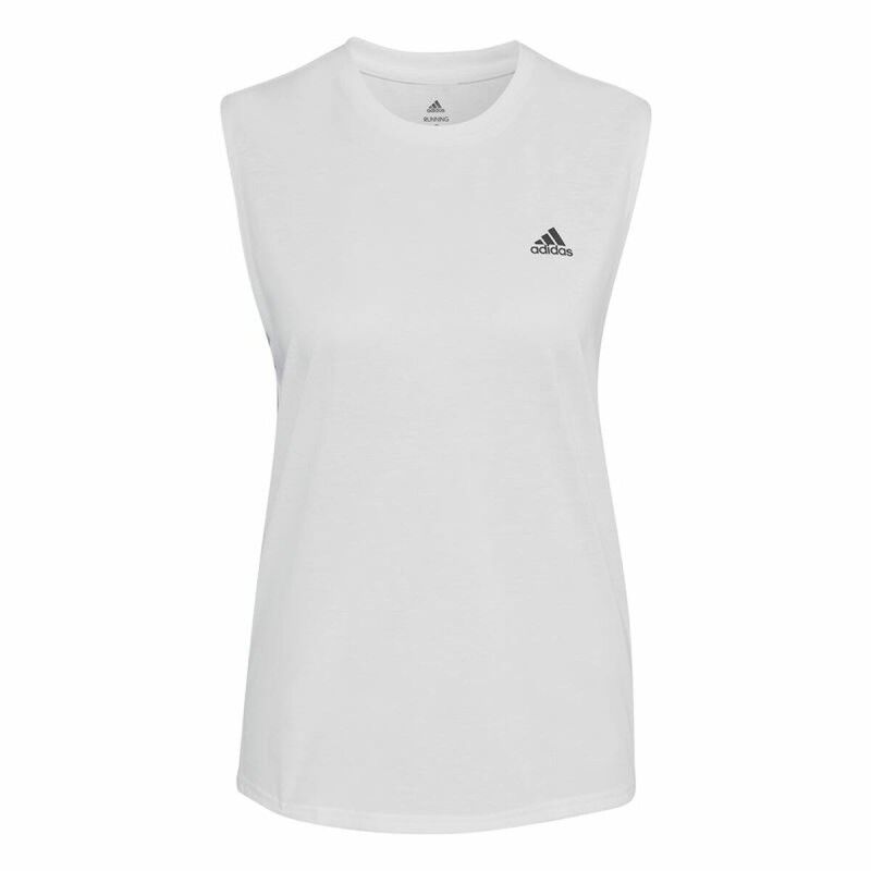 Maglia Smanicata da Donna Adidas Muscle Run Icons Bianco Maglia Smanicata da Donna Adidas Muscle Run Icons Bianco