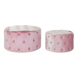 Poggiapiedi DKD Home Decor Rosa Velvet Legno MDF Glam (2 pcs)