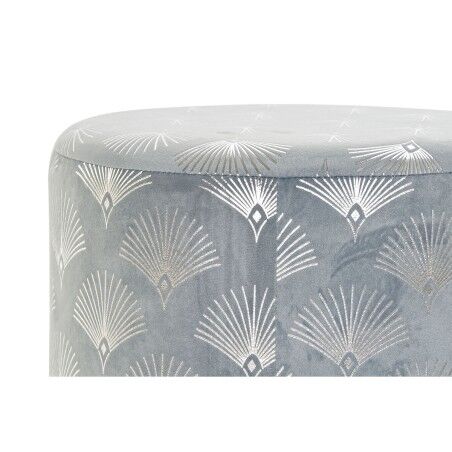 Poggiapiedi DKD Home Decor Azzurro Poliestere Metallo Dorato (35 x 35 x 43 cm)