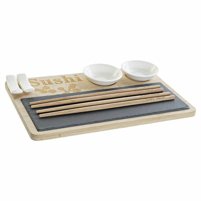 Set per Sushi DKD Home Decor PC-186227 Bianco Nero Naturale Bambù Lavagna Moderno Orientale 28,5 x 18,5 x 2,6 cm (9 Pezzi) (28,5 Set per Sushi DKD Home Decor PC-186227 Bianco Nero Naturale Bambù Lavagna Moderno Orientale 28,5 x 18,5 x 2,6 cm (9 Pezzi) (28,5