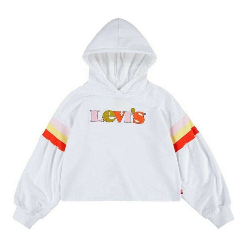 Felpa per Bambini Levi's Full Sleeve High Rise Bianco Felpa per Bambini Levi's Full Sleeve High Rise Bianco