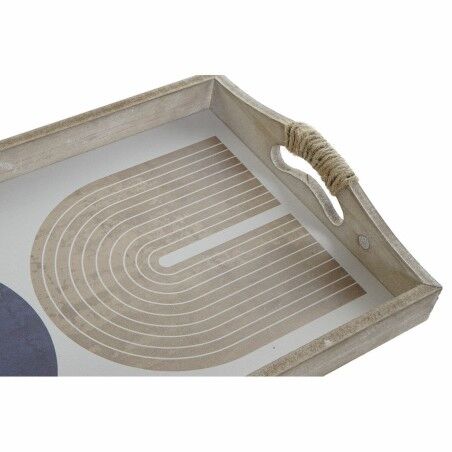Vassoio DKD Home Decor 40,6 x 30 x 6 cm Beige Azzurro Legno MDF (2 Unità)