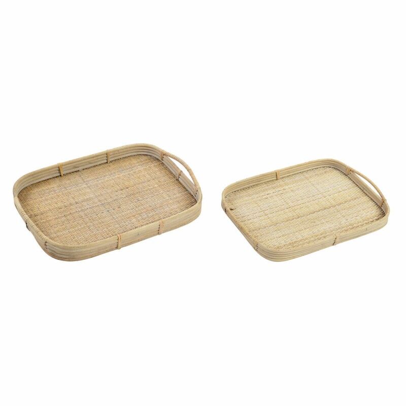 Set di Vassoi DKD Home Decor Marrone Rattan (51.5 x 36 x 7.5 cm) (44.5 x 31.5 x 6 cm) (2 pcs) Set di Vassoi DKD Home Decor Marrone Rattan (51.5 x 36 x 7.5 cm) (44.5 x 31.5 x 6 cm) (2 pcs)