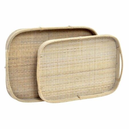 Set di Vassoi DKD Home Decor Marrone Rattan (51.5 x 36 x 7.5 cm) (44.5 x 31.5 x 6 cm) (2 pcs)