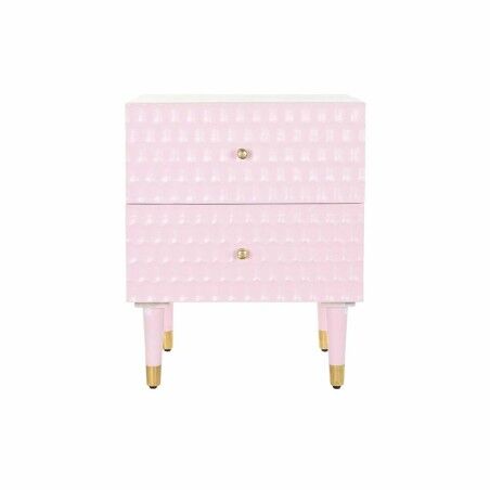 Comodino DKD Home Decor 52 x 42 x 65 cm Metallo Rosa chiaro Legno di mango