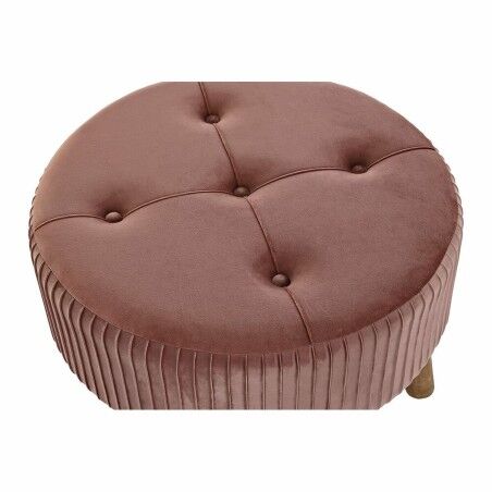 Poggiapiedi DKD Home Decor Naturale Legno Velluto Rosa chiaro (61 x 61 x 38 cm)