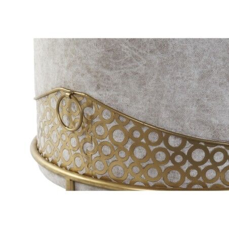 Poggiapiedi DKD Home Decor 51 x 51 x 44,5 cm Schiuma Beige Dorato Velluto Legno MDF Etnico 40 % Metallo