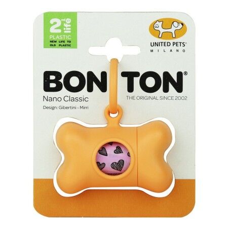 Dispenser di Buste per Animali Domestici United Pets Bon Ton Nano Classic Cane Arancio Plastica riciclata (6 x 3 x 4 cm)