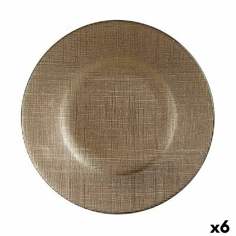 Piatto da pranzo Vivalto 3239121P-5 Dorato Vetro 21 x 2 x 21 cm (6 Unità) Piatto da pranzo Vivalto 3239121P-5 Dorato Vetro 21 x 2 x 21 cm (6 Unità)