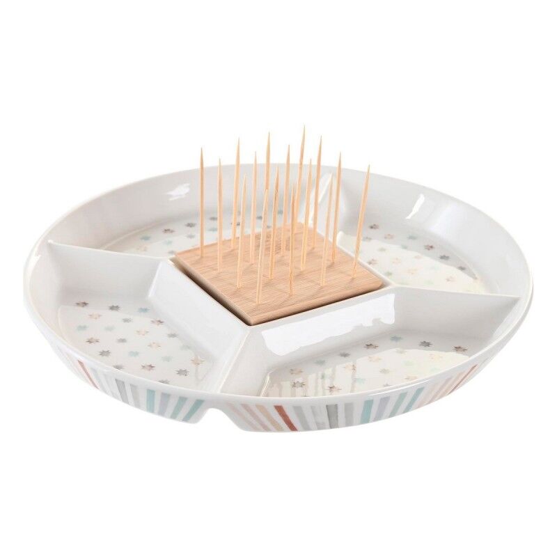Vassoio per aperitivi DKD Home Decor 23,5 x 23,5 x 3 cm Multicolore Gres Vassoio per aperitivi DKD Home Decor 23,5 x 23,5 x 3 cm Multicolore Gres