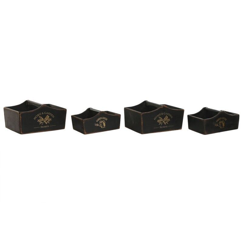 Set di Vassoi Home ESPRIT Nero Legno di abete 35 x 22 x 18 cm Set di Vassoi Home ESPRIT Nero Legno di abete 35 x 22 x 18 cm