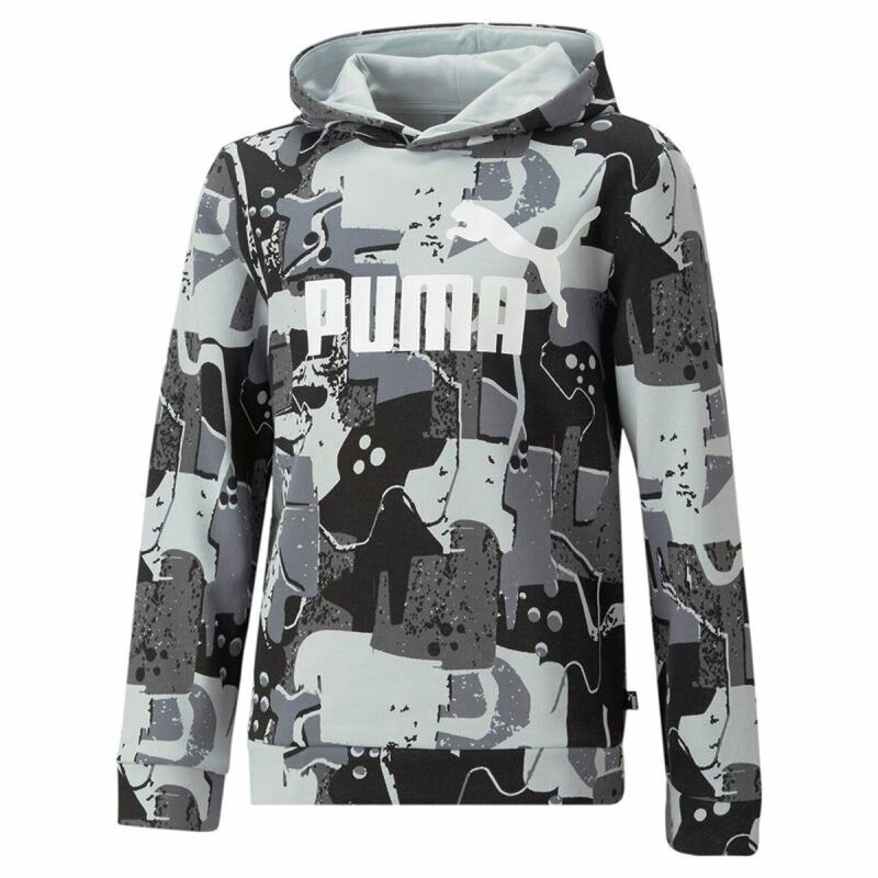 Felpa con Cappuccio Bambino Puma Essentials+ Street Art Nero Grigio Felpa con Cappuccio Bambino Puma Essentials+ Street Art Nero Grigio