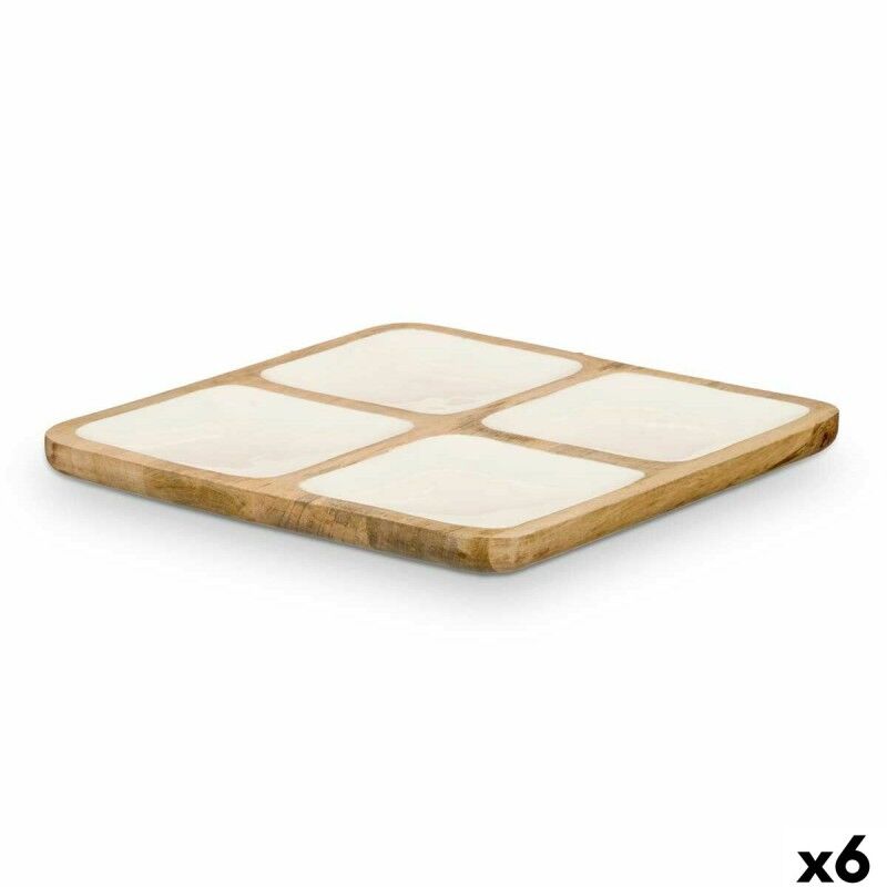 Vassoio con Scompartimenti MALI-991 W Bianco 29,5 x 3 x 29,5 cm (6 Unità)