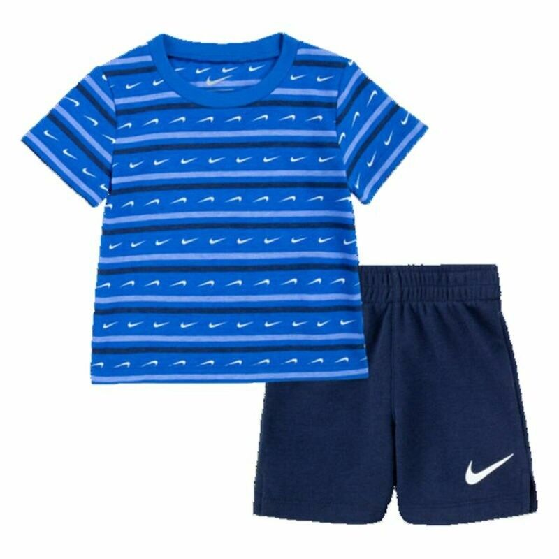 Completo Sportivo per Neonati Nike Swoosh Stripe Azzurro Completo Sportivo per Neonati Nike Swoosh Stripe Azzurro