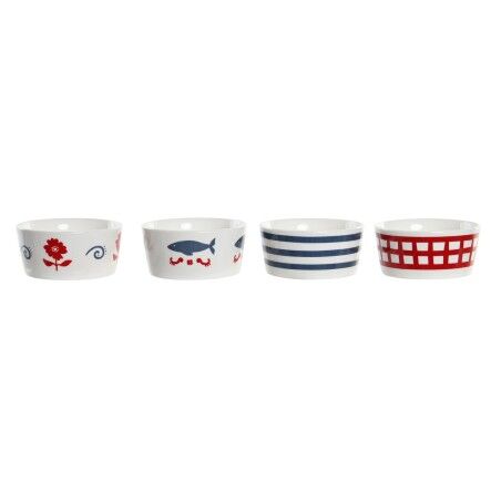 Set da Aperitivo DKD Home Decor 19,7 x 19,7 x 1 cm Naturale Rosso Azzurro Bianco Gres Mediterraneo Case