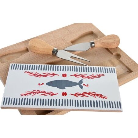 Set da Aperitivo DKD Home Decor 24,5 x 20 x 1,2 cm Rosso Azzurro Gres Mediterraneo Case