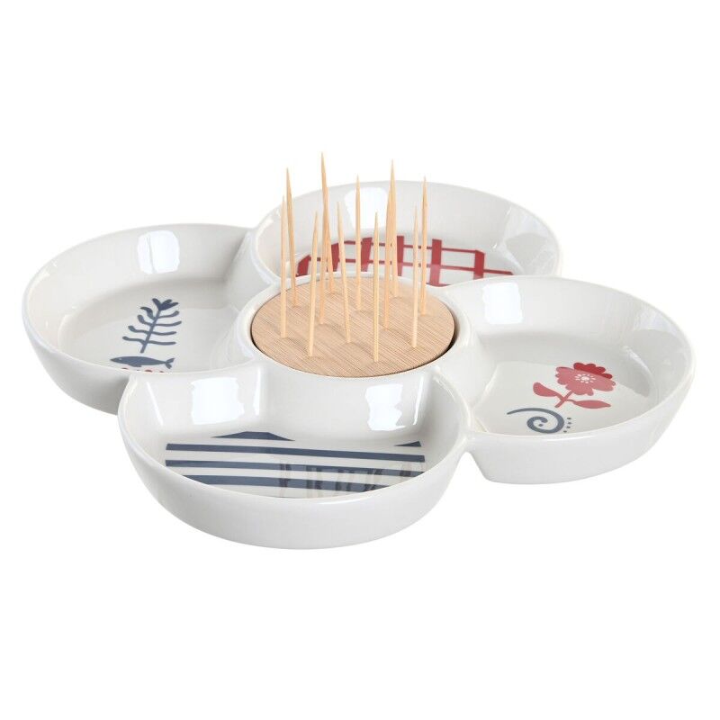 Set da Aperitivo DKD Home Decor Rosso Azzurro Bianco Gres 22 x 22 x 7 cm Mediterraneo Case Set da Aperitivo DKD Home Decor Rosso Azzurro Bianco Gres 22 x 22 x 7 cm Mediterraneo Case