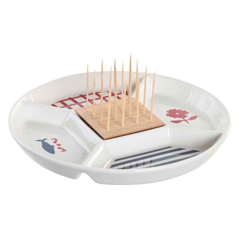 Set da Aperitivo DKD Home Decor 23,5 x 23,5 x 7 cm Rosso Azzurro Bianco Gres Mediterraneo Case Set da Aperitivo DKD Home Decor 23,5 x 23,5 x 7 cm Rosso Azzurro Bianco Gres Mediterraneo Case