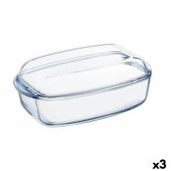 Teglia da Cucina Pyrex Classic Con coperchio 4,5 L 38 x 22 x 11 cm Trasparente Vetro (3 Unità)