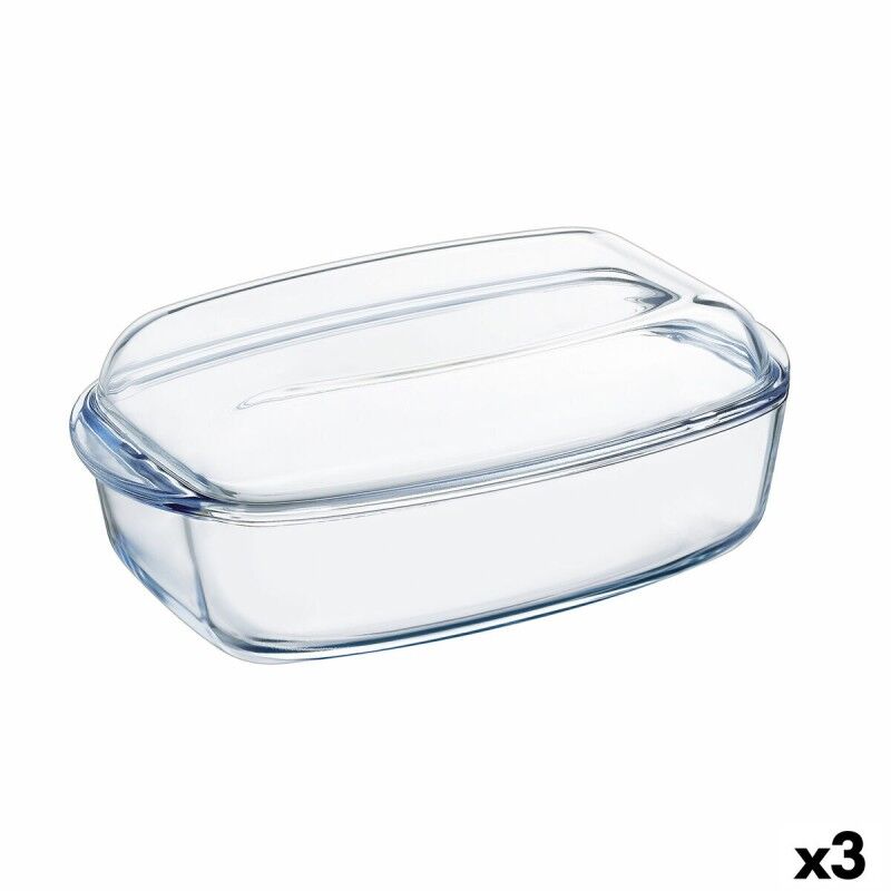 Teglia da Cucina Pyrex Classic Con coperchio 4,5 L 38 x 22 x 11 cm Trasparente Vetro (3 Unità)