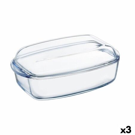 Teglia da Cucina Pyrex Classic Con coperchio 4,5 L 38 x 22 x 11 cm Trasparente Vetro (3 Unità)