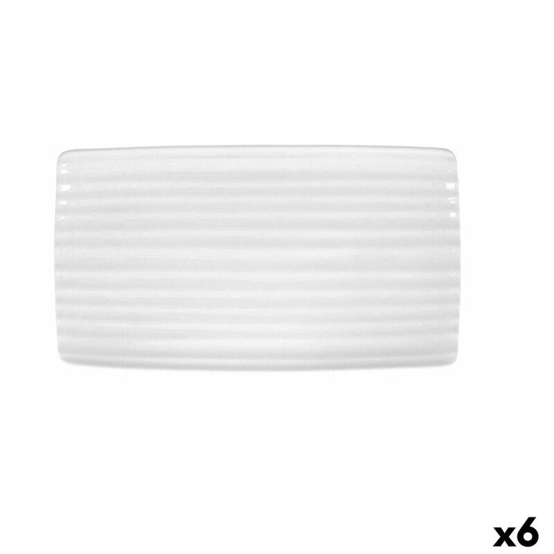 Vassoio per aperitivi Ariane Artisan Ceramica Bianco 36 x 20 cm (6 Unità) Vassoio per aperitivi Ariane Artisan Ceramica Bianco 36 x 20 cm (6 Unità)