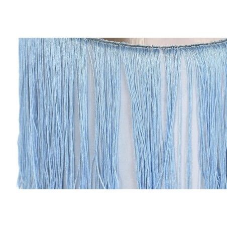 Poggiapiedi DKD Home Decor Argentato Metallo Blu cielo Blu Marino Frange 35 x 35 x 41 cm (2 Unità)