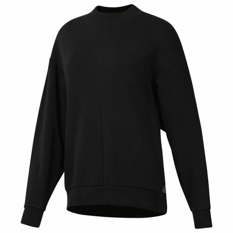 Felpa senza Cappuccio Donna Reebok Supply Crew Nero Felpa senza Cappuccio Donna Reebok Supply Crew Nero