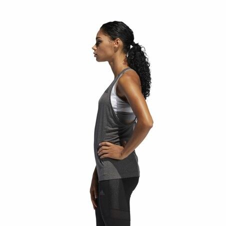Maglia Smanicata da Donna Adidas 3 Stripes Tank Grigio scuro