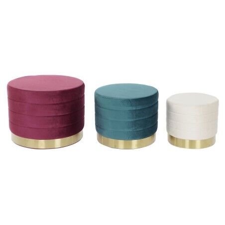 Poggiapiedi DKD Home Decor Multicolore Legno MDF Velluto 60 x 60 x 45 cm