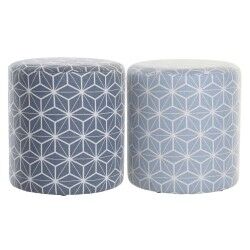 Poggiapiedi DKD Home Decor 31 x 31 x 33 cm Azzurro Blu cielo Pino Geometrico Mediterraneo (2 Unità)