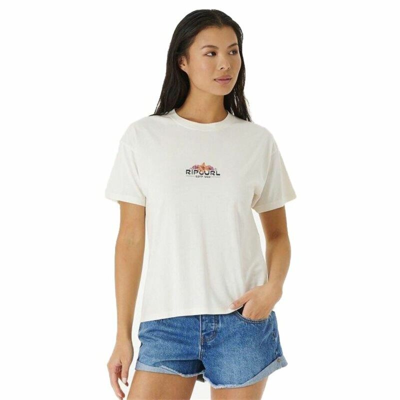 Maglia a Maniche Corte Rip Curl Sun Relaxed Bianco Maglia a Maniche Corte Rip Curl Sun Relaxed Bianco