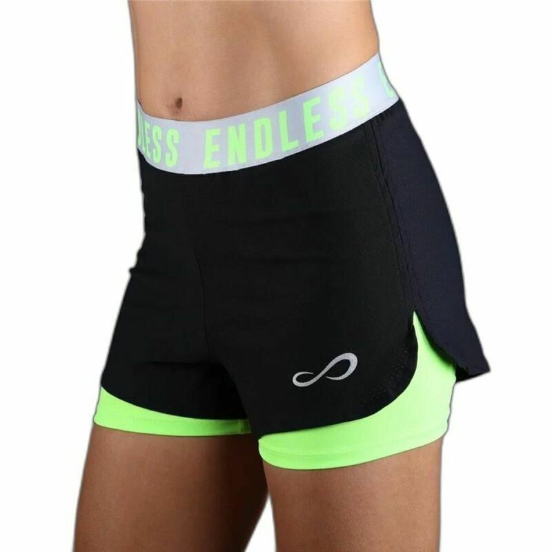 Pantaloncini Sportivi da Donna Endless Tech Iconic Giallo Nero Pantaloncini Sportivi da Donna Endless Tech Iconic Giallo Nero